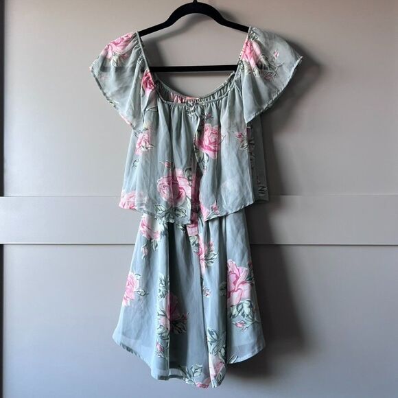 Show Me Your Mumu Off Shoulder Romper Womens XS Blue Pink Floral Boho Festival - Picture 3 of 15